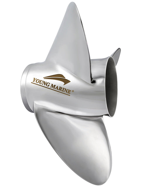 Young Marine 3-Blades Stainless Steel Propeller for Mercury Outboard Engines 40-140HP with 4-1/4" Gearcase, 14 3/4" Diameter x 19" Pitch RH